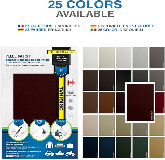 Car Seat Repair Kit Leather - 25 Colors Available - Original 11x16 - Burgundy