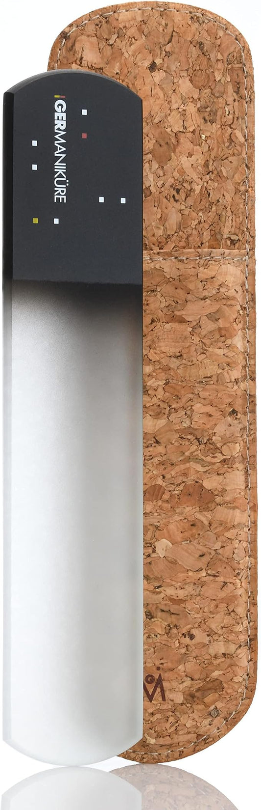 GERMANIKURE Pedicure Bar, Foot File, & Callous Remover - Black Glass with Cork Sleeve Ethically Made in Czech Republic