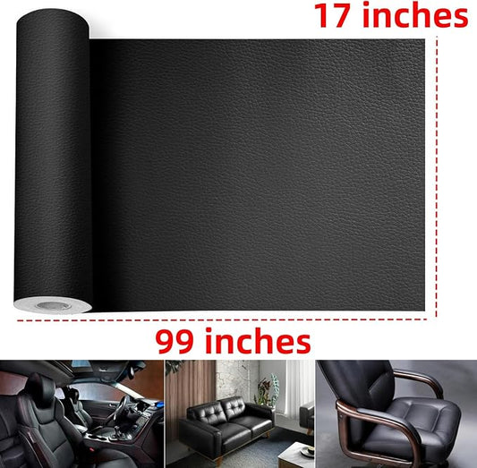 Leather Repair Kit, 17 x 99 Inches, Black, Classic Style, Self-Adhesive Tape, Vinyl & Leather Repair Kit, Car & Furniture Repair