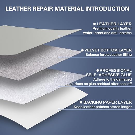 Self Adhesive Leather Repair Patch Kit, 31.4 in x 16 in Large Vinyl Leather Repair Tape for Furniture, Car Seat, Couch, Sofa, Chair Smooth Grey