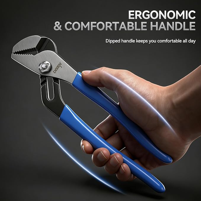 DISEN Channel Locks Pliers 5-Piece, Slip Joint Pliers Set with Dipped Handles, Adjustable Water Pump Pliers 4‘’ 6‘’ 8‘’ 10‘’ 12‘’, Tongue and Groove for Home Repair, Gripping, Nuts, Bolts, Pipe