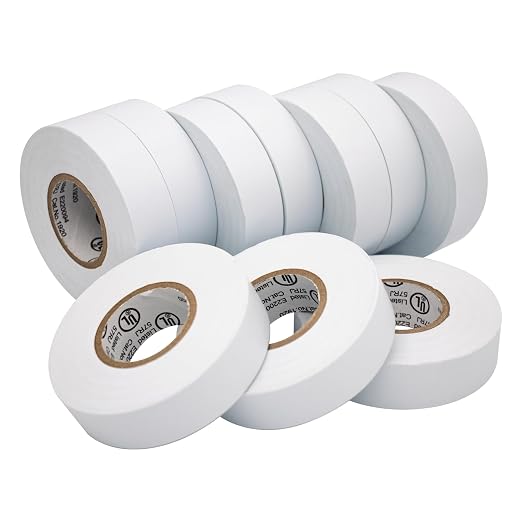 TradeGear White 10 Pack - UL Listed Colored Electrical Tape, 60 ft x 3/4 in, 600V, Flame Retardant, Waterproof, Rubber Adhesive - Phase Marking, Wire ID, Automotive