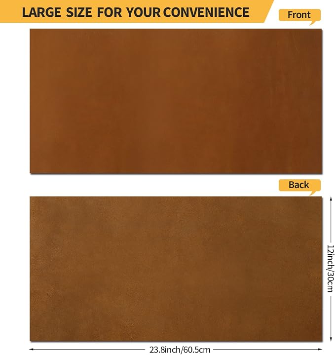 RingSun Bourbon Brown Genuine Leather Sheets for Crafts - Full Grain Tooling Leather (2mm), 12''X24''