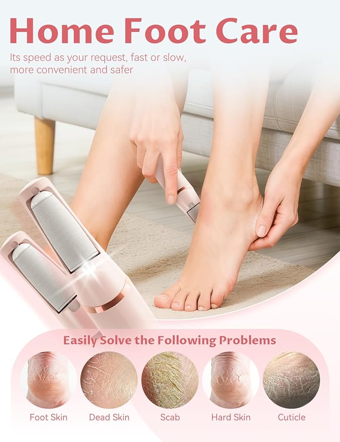 Callus Remover, 2026 Upgraded 3rd Electric Callus Removers for Feet, Foot File Callus Remover Pedicure Tools with 2 Speeds, for Dry/Calluses/Cracked/Hard Skin - Soft Smooth Skin (Pink)