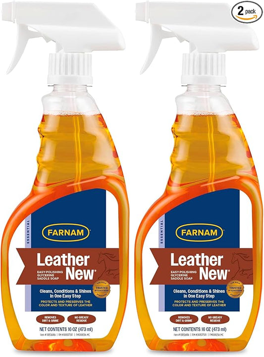 Farnam Leather New Easy-Polishing Glycerine Saddle Soap and Leather Saddle Cleaner, Protects and Preserves Leather, Cleans, Conditions and Polishes, 16 Oz. (Pack of 2)
