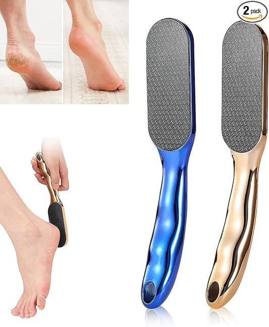 2pcs Hard Skin Remover Nano-Glass Foot File, Nano Glass Foot File with Non-Slip Ergonomic Handle, Professional Foot Care Tools (Gold+Blue)