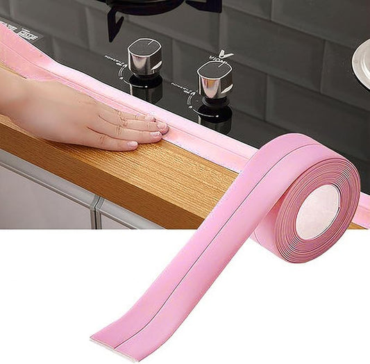 PVC Self Adhesive Caulk Strip for Bathroom Waterproof Sealing and Decoration,Bath & Kitchen Caulk Tape Sealant Strip,Waterproof, Durable, Easy Installation, Wide Application (Pink), Caulk Strip B
