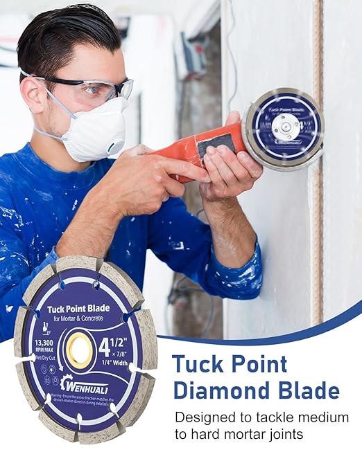 4.5" Diamond Tuck Point Blade for Concrete, 1/4" Thickness – Premium Diamond Blade for Mortar Joint Removal, Concrete & Brick Grout Repair, 7/8" Arbor, Fast Clean Cutting