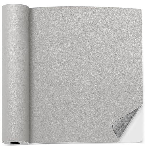 16 X 40 Inch Large Gray Leather Repair Patch, Self Adhesive Waterproof Leather Tape for Furniture, Vinyl Upholstery Repair Sticker Kit for Couch, Car Seats, Sofa & Bags