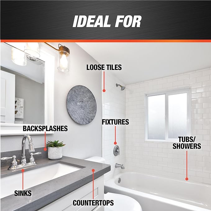 DAP Kwik Seal Plus Kitchen and Bath Adhesive Sealant, White, 10.1 Oz (7079818510)