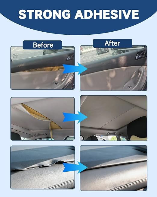 Headliner Repair Glue, Car Headliner Adhesive with Rubber Seam Roller Headliner Repair Kit,Upholstery Glue with Brush for Automotive interiors, Fabric, Leather (4.23oz)