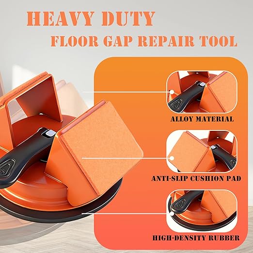 Floor Gap Fixer Tool with Rubber Hammer & Adhesive Pads, Laminate Vinyl Flooring Suction Cup Repair Tool for Closing Floor Gaps, Professional Flooring Installation Kit (Orange)