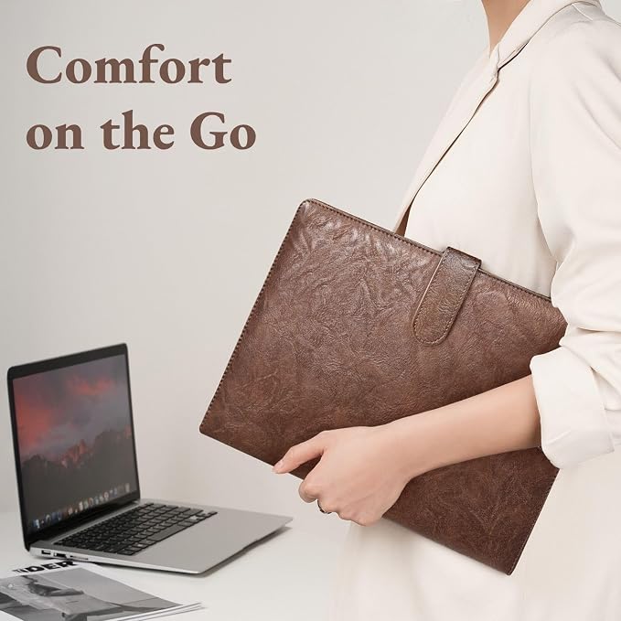 Mymazn Padfolio, Portfolio Folder, Legal Pad Holder, Resume Folder | Faux Leather Binder with Document Organizer, Business Card Holder, Letter-Size Notepad for Interview, Men & Women, Coffee