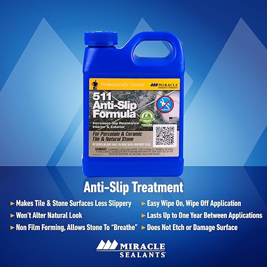 Miracle Sealants 511 Anti-Slip Treatment for Tile and Stone Floors, Showers, Pool Decks, Quart