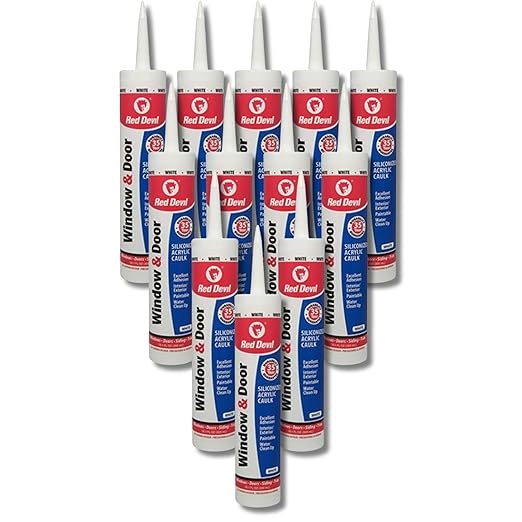 Red Devil 0846 Window & Door Siliconized Acrylic Caulk, White, 10.1 oz, Pack of 12