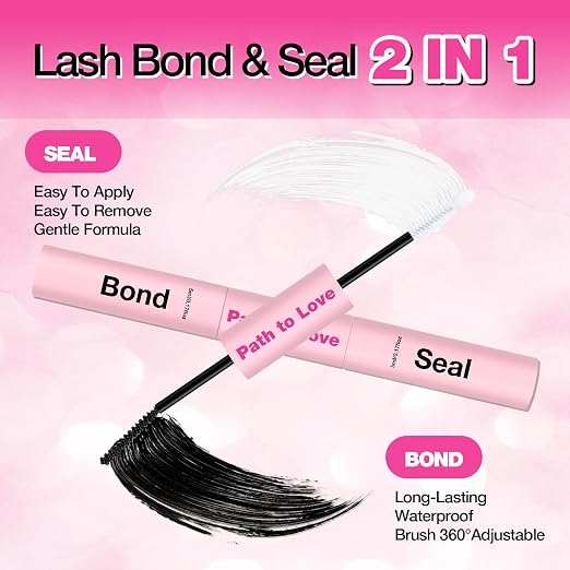 Professional Lash Cluster Glue Kit - 150H Strong Hold Bond & Seal Waterproof Eyelash Glue,Long-Lasting Adhesive for DIY Cluster Lashes,Home Use,Beginners & Pros(Black,2-Pack (5ml+5ml+0.24oz)