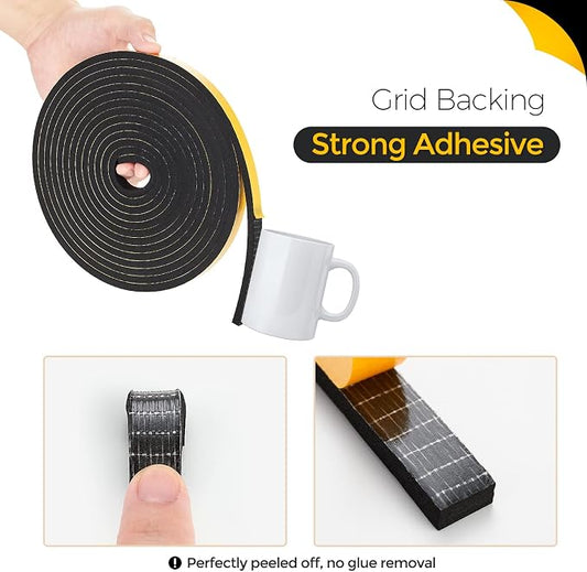33 Feet Weather Stripping Door Seal, 1" Wide X 1/8" Thick Door Seal Strip High Density Foam Tape Adhesive Strip for Door Soundproofing,Window Insulation (1" x 1/8" x 33FT,Black)