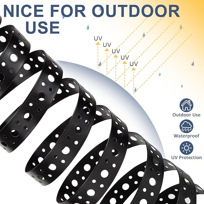 Metal Strap 1-Inch x 33FT 0.6mm Thickness for Pipe Support Pipe Hanger Strap Metal Strapping with Holes Black