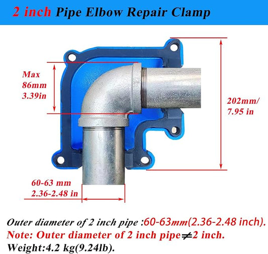 Pipe Repair Clamp For 2 Inch Pipe Elbow(Outer Diameter of the Pipe is about 2.4 inch),90 Degree Elbow Leak Sealer,Short Radius,For PPR/PE/Iron Pipe With Threaded/Socket Connection Elbow