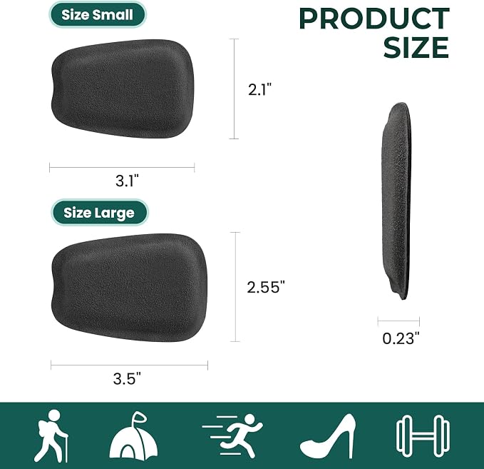 Shoe Tongue Pads for Men & Women - Welnove 4 Pairs Suede Memory Foam Shoe Padding Cushion Soft Self Adhesive Inserts Filler for Boots, Leather Shoes, Dress Shoes, Loafers (Black, Size S)