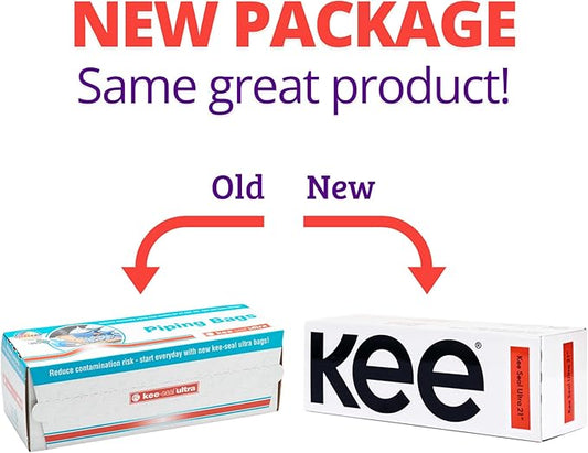 Kee Seel Ultra Disposable Pastry Bags, Piping Bag with Textured Non Slip Outer Surface, Smooth-Flow Interior, Easy Tear Perforation, Convenient Dispenser Box, 21-Inch, Clear - 72 Pack