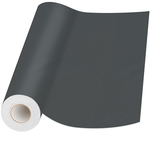 Leather Patches for Furniture,17X79inch Self Adhesive Leather Repair Patch for Couch,Car Seat,Motorcycle seat,Loveseat (Grey-Litchi Grain, 17X79 inch)