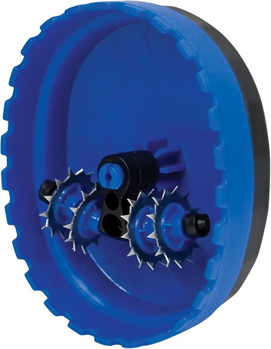 Roman Wallpaper Removal Scoring Tool with Four Steel Cutting Blades, Strips Wallpaper, No-Slip Rubber Grip, Blue