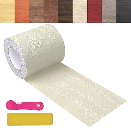 Wood Grain Repair Tape, 2.4 inch X 32ft Self Adhesive Wood Colored Tape for Tables, Chairs, Baseboards, Doors, Windows, Floors, Handicraft DIY.
