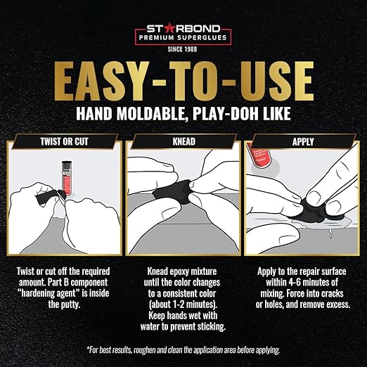 STARBOND 2 oz. White Epoxy Putty Stick – High-Temperature Resistant, BPA-Free Epoxy Repair Putty – Rock-Hard Cure for Automotive, Plumbing, Woodworking & DIY Projects
