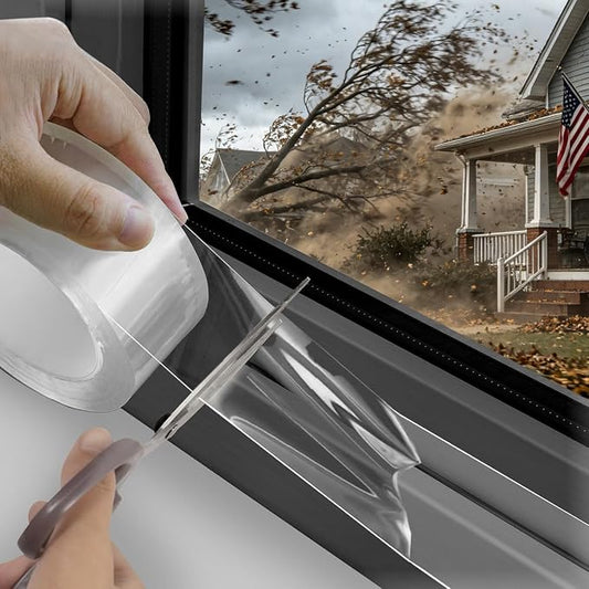 Window Sealing Tape 2 Inch x 33 FT – Transparent, Residue-Free & Weatherproof – Clear Draft Insulation Weather Stripping Caulk Tape for Window Glass, Door Gaps, AC Units – Windproof & Waterproof