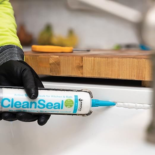 Clean Seal Active Enzyme Caulk, Kitchen & Bath, White, 10.5 oz. (Pack 1)