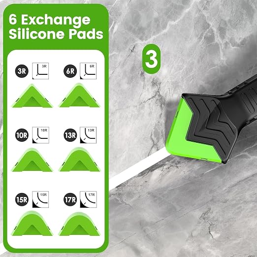 5 in 1 Silicone Caulk Remover Tool with 6 Replaceable Silicone Pads, Grout Scraper, Caulk Nozzles & Cleaning Tools, Reusable Sealant Finishing Tool for Kitchen Bathroom Window Tile Sink Seam Repair
