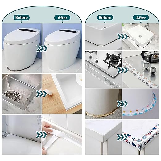 Self Adhesive Sealing Tape, Bathroom Waterproof Sealing Strip, Traditional Sealant Substitute, Suitable for Kitchen, Bathtub, Bathroom, Wall Corner, Decoration and Renovation (A, 1.5" x 16.5Ft)