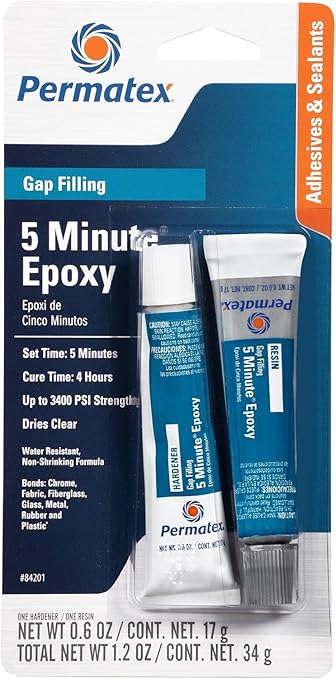 Permatex 84201 PermaPoxy 5 Minute General Purpose Epoxy, Two 0.6 oz. Tubes