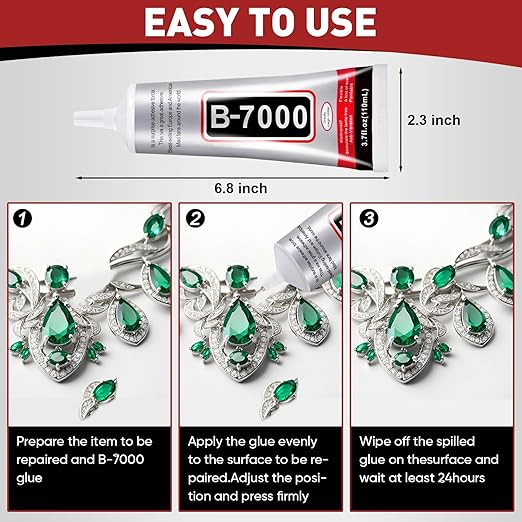 2 PCS 110ml B7000 Glue Clear with Precision Tip, Bedazzling Glue, Rhinestone Glues, Craft Glues, Jewelry Making, Nail Art, DIY, Makeup, Shoes