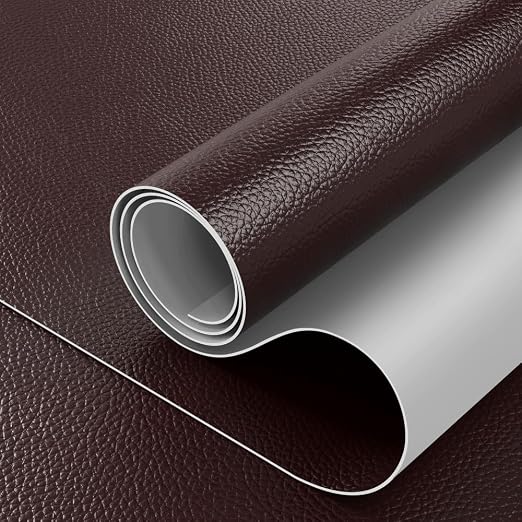 16x100 inch Leather Repair Tape Self Adhesive Strong Glue DIY Fabric Material for Sofa Desk Chair Automotive Interior Seat Skin, Dark Brown