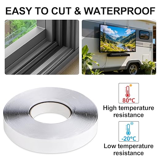 Butyl Tape 10m (32.8FT) - Industrial Grade Waterproof Butyl Rubber Sealant Tape for Roof/RV/Car Leak Sealing & Window/Headlight Repair