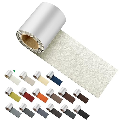 ILOFRI Self Adhesive Leather Repair Patch Tape 3x60 inch, Vinyl and Leather Repair Kit for Couches, Furniture, Car Seat, Boat Seat, Sofa, Vinyl Upholstery, Chair, Interior - Beige White