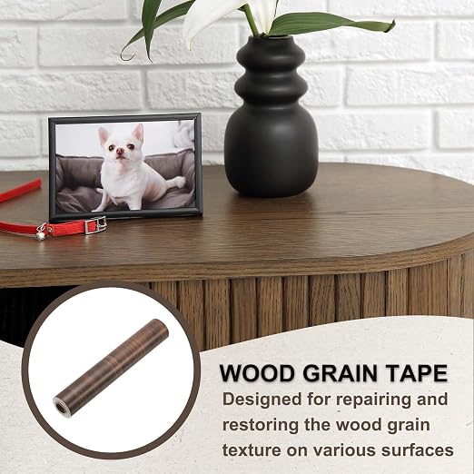 PATIKIL Wood Grain Tape 12" x 32 ft, Self-Adhesive Wood Texture Repair Tape Realistic Wooden Effect Patch for Furniture Cabinets Floor Walls, Ebony