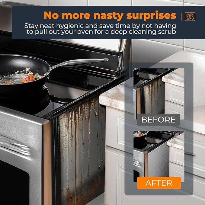 SEVCHY Silicone Stove Gap Covers (2 pack), Oven Gap Filler, Heat Resistant Stove Gap Filler, Seal Gap between Stovetop and Counter, Easy Clean (30 inch, Black)