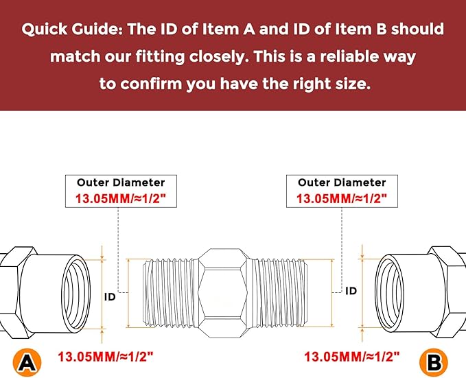 Pack of 1, 1/4" NPT Male to 1/4" NPT Male Solid Brass Hex Nipple Hose Connectors, Male Pipe Adapter for Pipe Leak Repair, Bathroom Remodeling, Tool Extensions, Compression