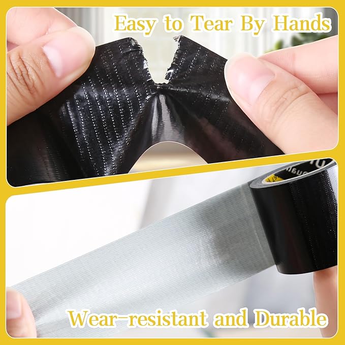 Strong Adhesive Cloth Weather Stripping Tape 4in x 16.4FT Black - Weather Sealing Strip for Sliding Windows/Doors, Draft Blocker & Insulation, Soundproof Dustproof Waterproof Windproof
