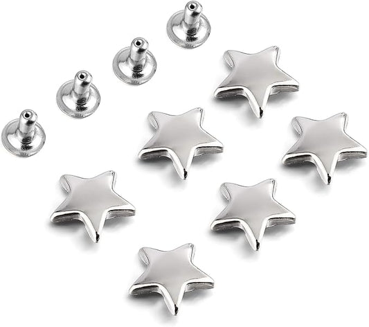 100 Sets 12MM Silver Star Rivets for Leather Star Rivet Studs Garment Rivets Leather Rivets Studs and Spikes for Leather Craft Clothing Bags Belts Dog Collar Shoes DIY Rivets 15/32 Inch