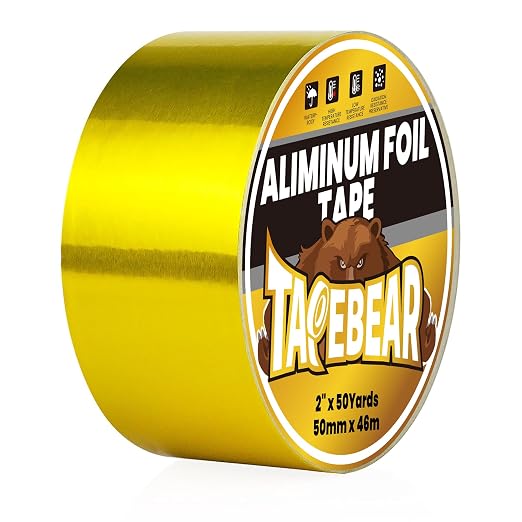 TAPEBEAR Gold Aluminum Tape 2" x 150FT, Professional Heat Reflective Tape Foil Duct Heat Shield Heat Resistant Tape for DIY Crafts, HVAC Ductwork, Dryer Vent, Exhaust Hose, Pipe Metal Repair