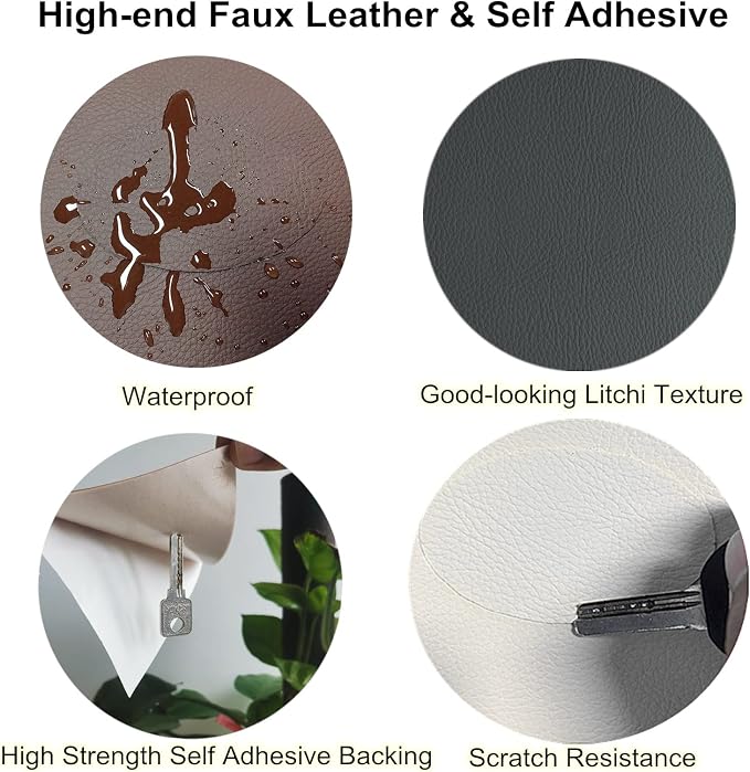 ILOFRI 60x17 inch Self Adhesive Leather and Vinyl Repair Patch for Couch, Vinyl Patch Kit for Car Seat, Boat Seats, Furniture. Leather Upholstery Repair Tape - Light Brown #2