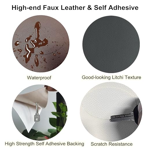 ILOFRI Leather Repair Patch 8x11 inch 2 Pcs, Self Adhesive Vinyl and Leather Repair Kit for Couch, Car Seats, Boat Seat, Furniture, Upholstery, Auto Interior, Sofa, Chair -Ivory Brown #1