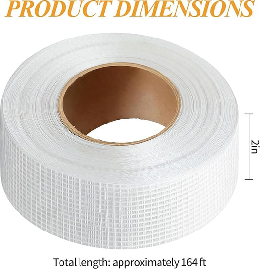 Drywall Joint Tape, 2 Inch x 164 Ft Self Adhesive Drywall Tape, Wall Patch Repair Roll, Fiberglass Mesh Tape for Drywall Repair, Wall Cracks and Ceiling Gaps