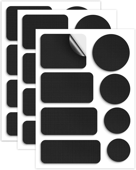 Waterproof Self-Adhesive Nylon Patches for Tent Repair Kit, 24pcs Outdoor Gear Tenacious Repair Tape, Fabric Patches for Clothes, Down Puffer Jacket, Tent, Sleeping Bag, Backpack, Black