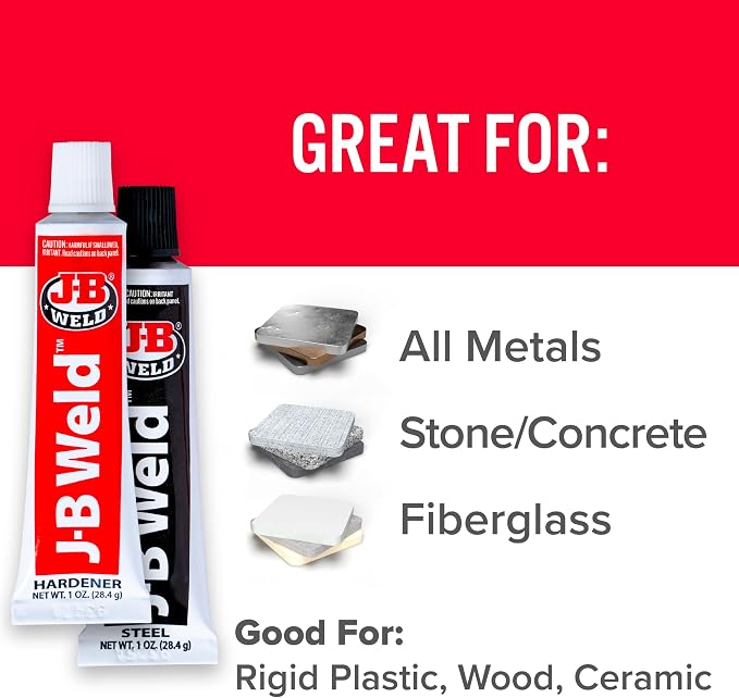 J-B Weld Original Epoxy, Steel Reinforced Epoxy, High Strength - 2 Pack, Dark Grey (8265S-2)