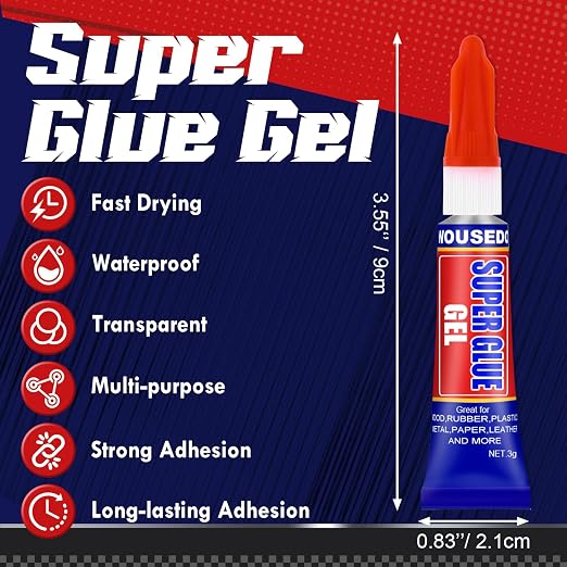 48 x 3g Super Glue Gel, Fast Strong Adhesive, Strong Cyanoacrylate (CA) Glue for Plastic, Metal, Ceramic, Leather, Wood, DIY Crafts and More – Quick Dry, Thick Formula, All-Purpose Instant Bond